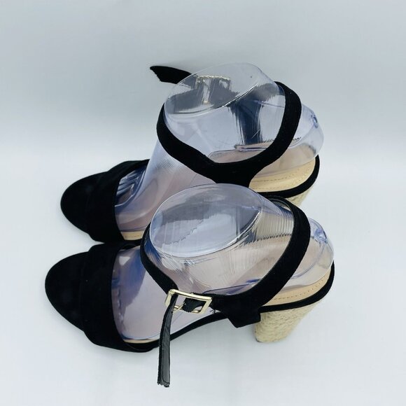 Lulus Shoes Womens Size 8.5 Black High Heels Espadrille Maeve Comfort Sandals - Picture 6 of 12